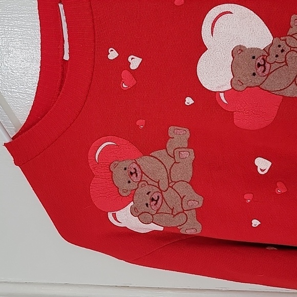Cute retro vintage sweater valentines hearts bears theme graphic print crewneck - Picture 4 of 12